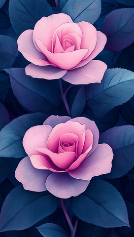 玫瑰花园线条图案