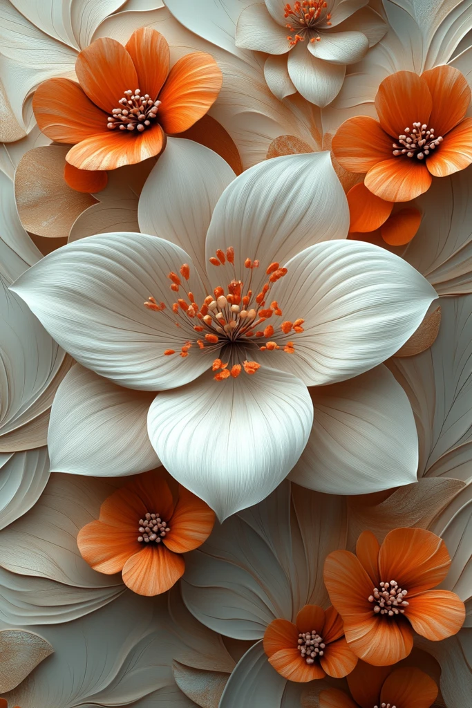 棕褐花卉三维设计