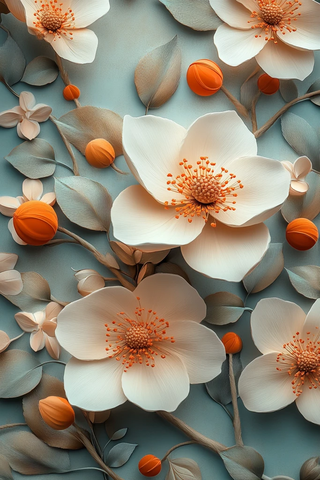 棕褐花卉三维设计