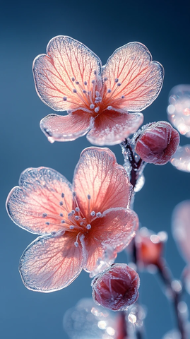 冰冻花水蓝背景