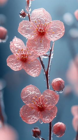 冰冻花水蓝背景