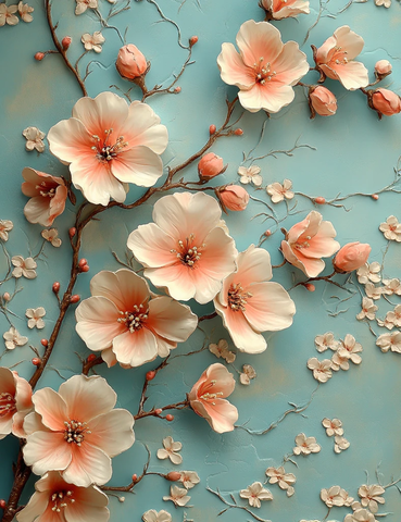 粉色花朵浮雕墙