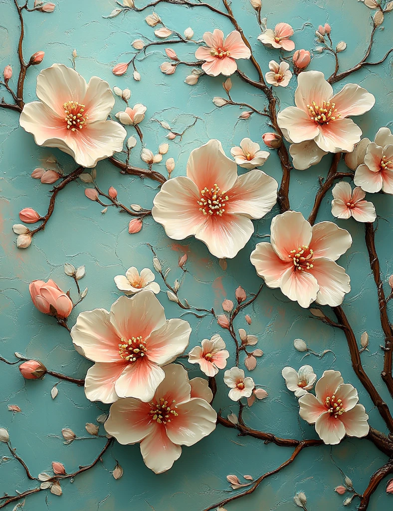 粉色花朵浮雕墙