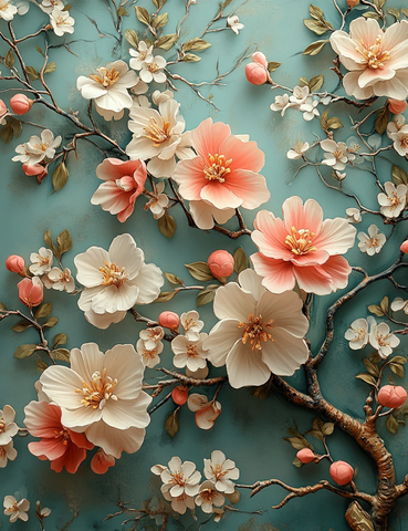 粉色花朵浮雕墙