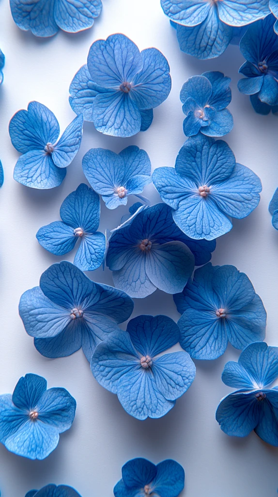 白底散落小蓝绣球