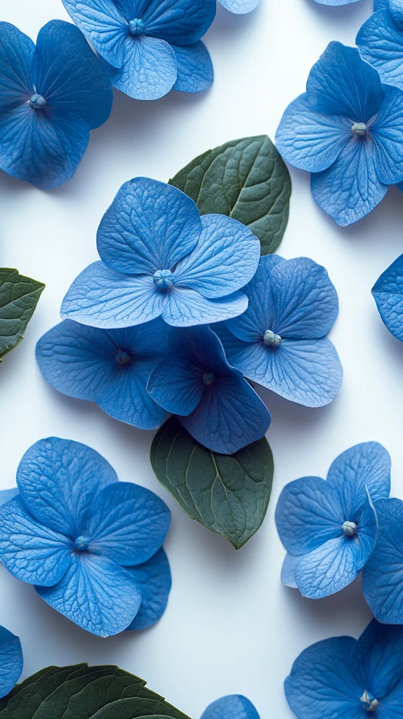 白底散落小蓝绣球