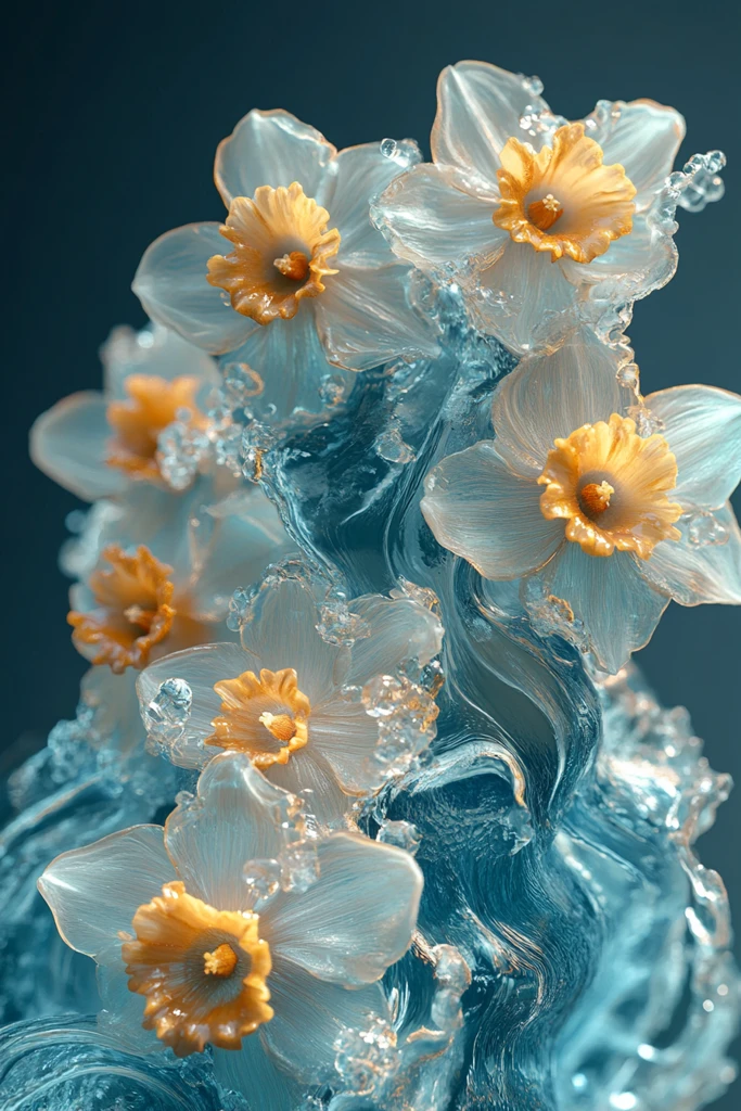 海洋波浪与黄水仙