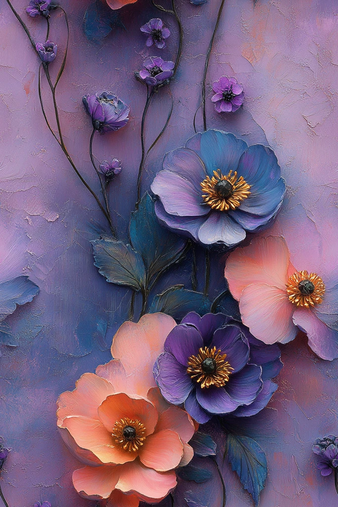 花朵金色边叶纹