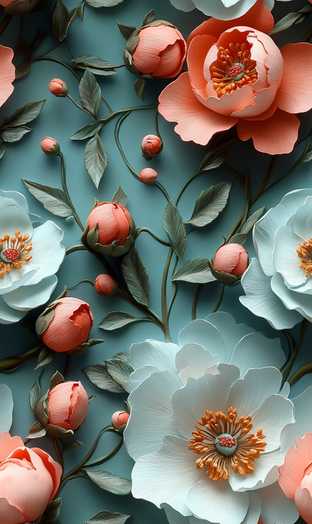 蓝色粉色橙色玫瑰牡丹