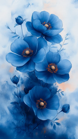 浅蓝花朵水彩背景