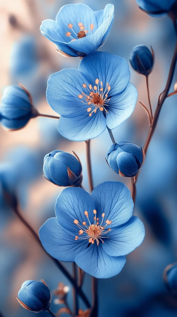 浅蓝花朵水彩背景