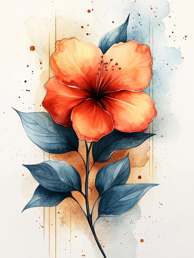 水彩花卉几何框架