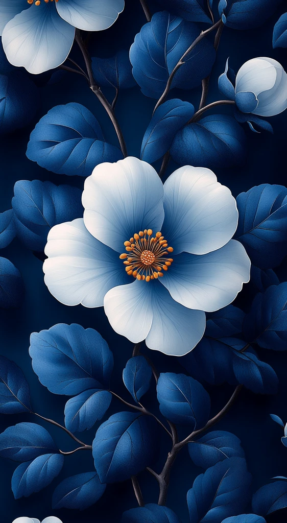 蓝白瓷花纹图案