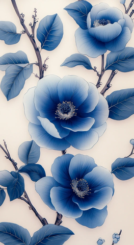 蓝白瓷花纹图案