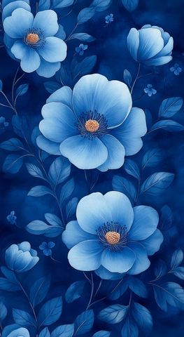 蓝白瓷花纹图案