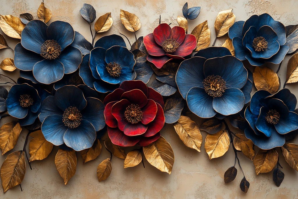 蓝色红花金叶组合