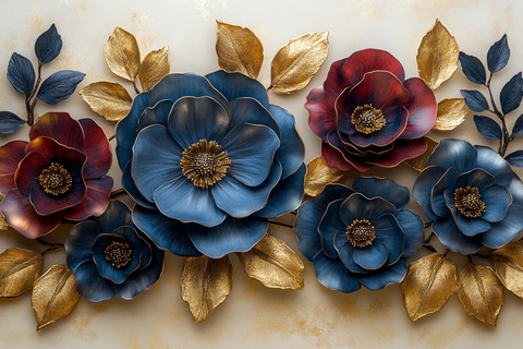 蓝色红花金叶组合