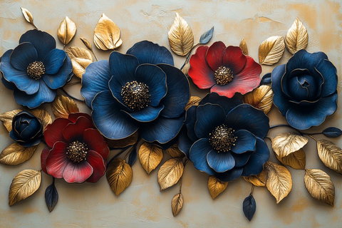 蓝色红花金叶组合