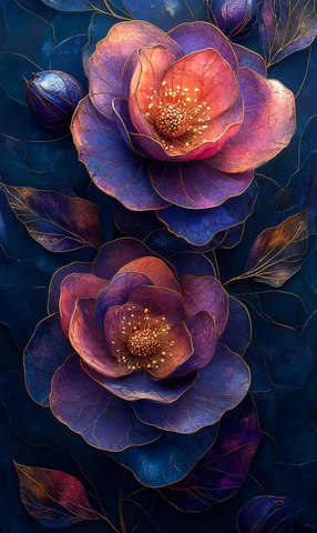 紫蓝金黄纹理玫瑰