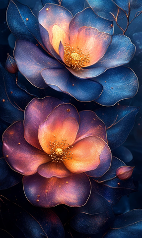 紫蓝金黄纹理玫瑰