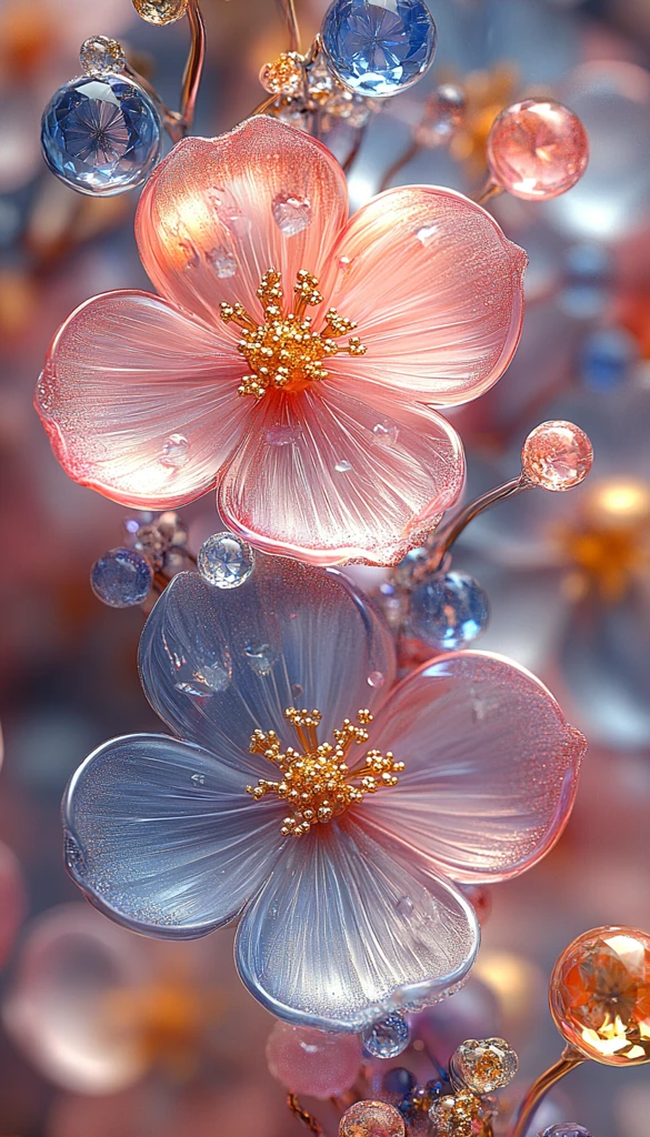 三维花朵宝石屏