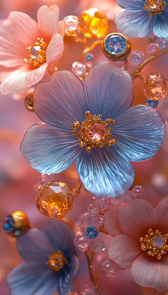 三维花朵宝石屏