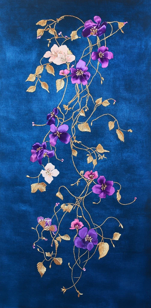 金线绣花紫藤图案