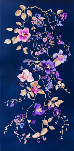 金线绣花紫藤图案