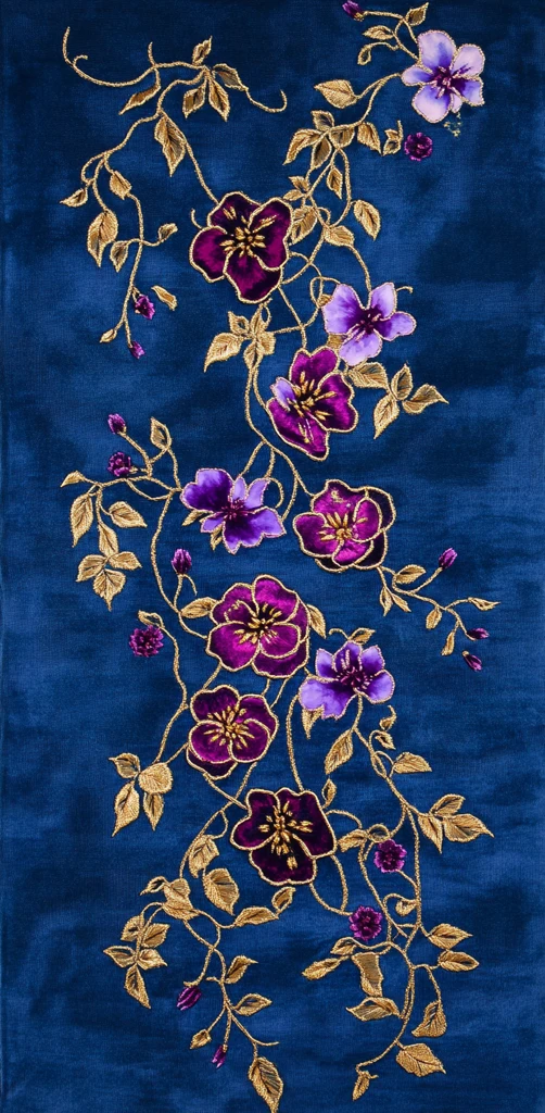 金线绣花紫藤图案