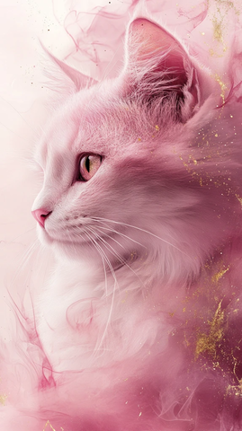 粉色金边猫墙纸