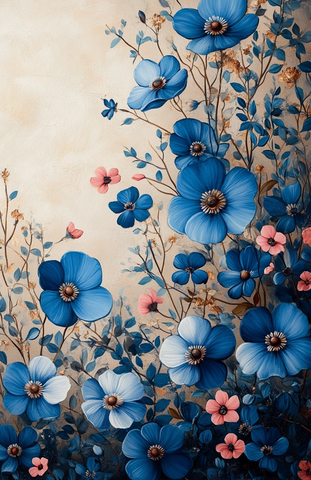 蓝色花卉设计