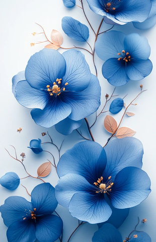 蓝色花卉设计