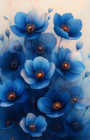 蓝色花卉设计