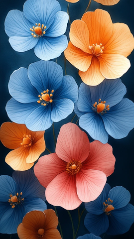 蓝黄花卉水彩背景