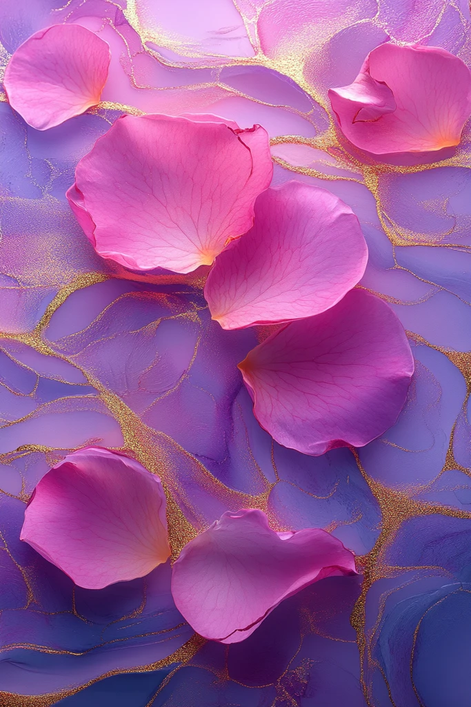 玫瑰花瓣与金粉