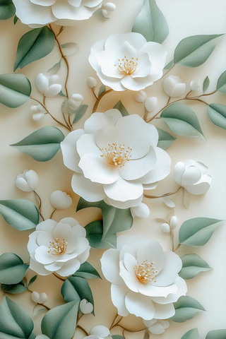 茉莉花纸花贴纸