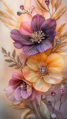 三朵精致布艺花朵