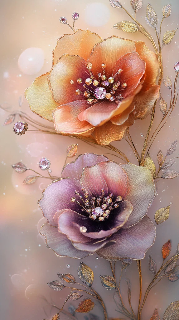 三朵精致布艺花朵