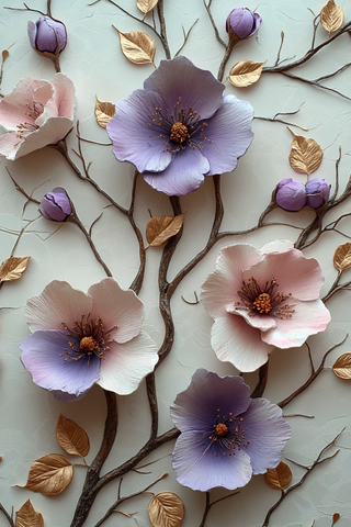 紫色花朵白底金叶