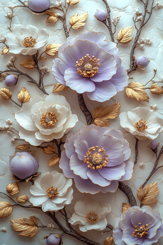 紫色花朵白底金叶