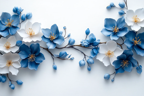 蓝白瓷茉莉金箔装饰