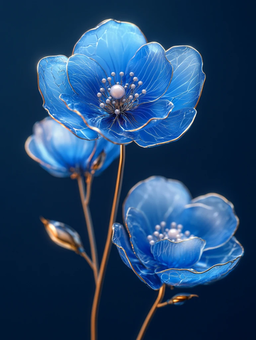 蓝色牡丹珠宝装饰