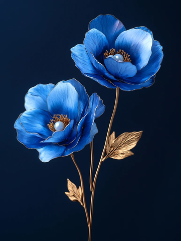 蓝色牡丹珠宝装饰