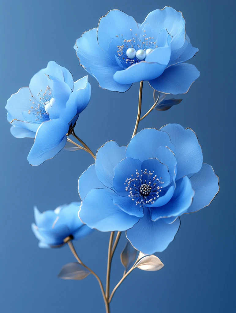 蓝色牡丹珠宝装饰