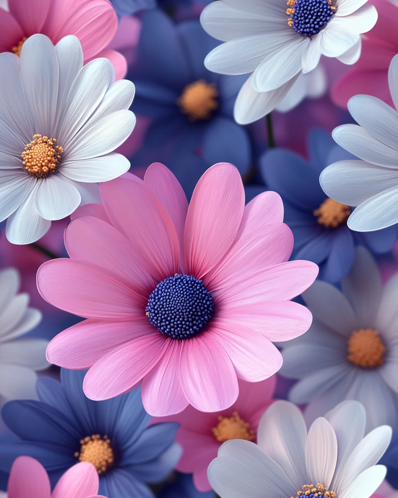 粉色白色紫色雏菊图案