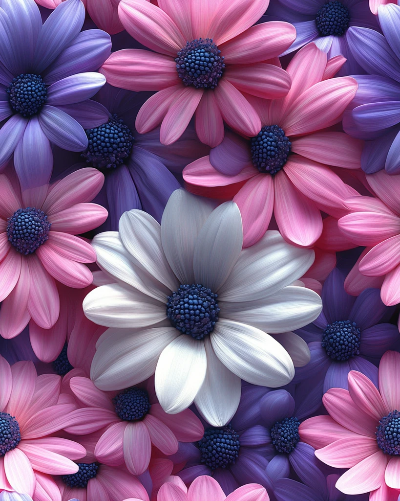 粉色白色紫色雏菊图案