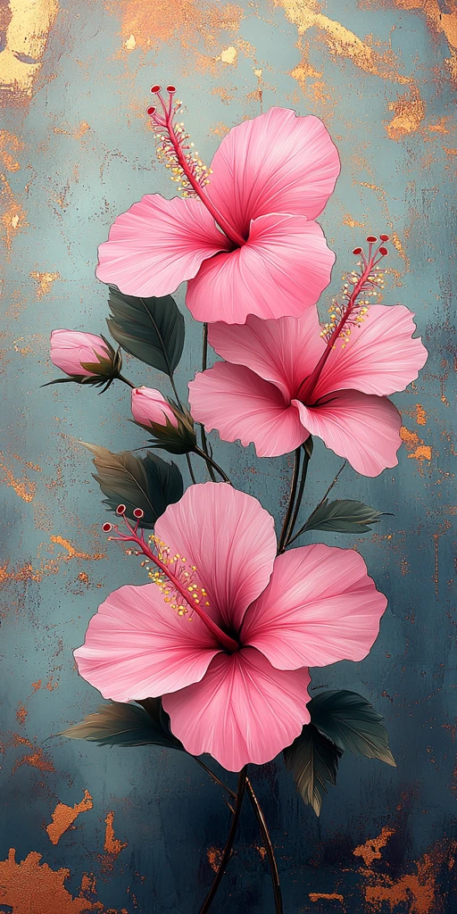 粉色扶桑花图案