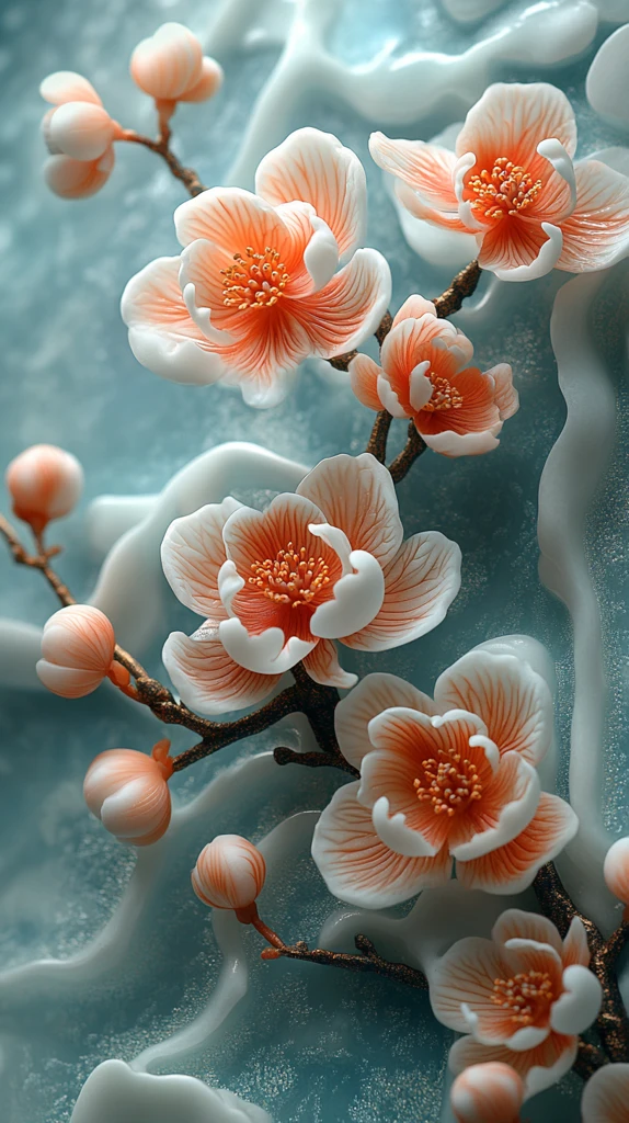 玉雕兰花云纹图