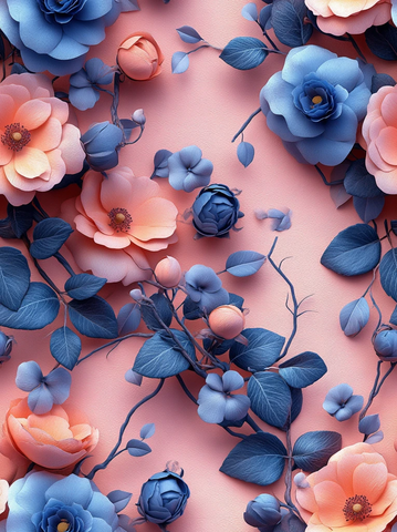 粉红花藤无缝图案