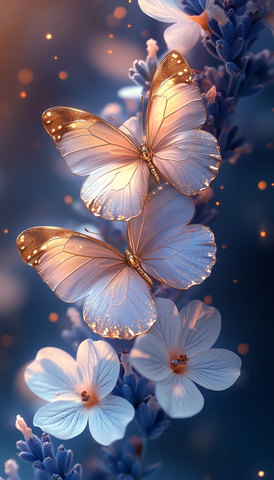 金蝶白紫花墙纸